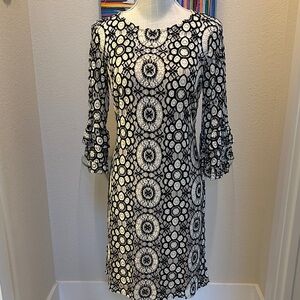 Elegant Black and White Lace Dress